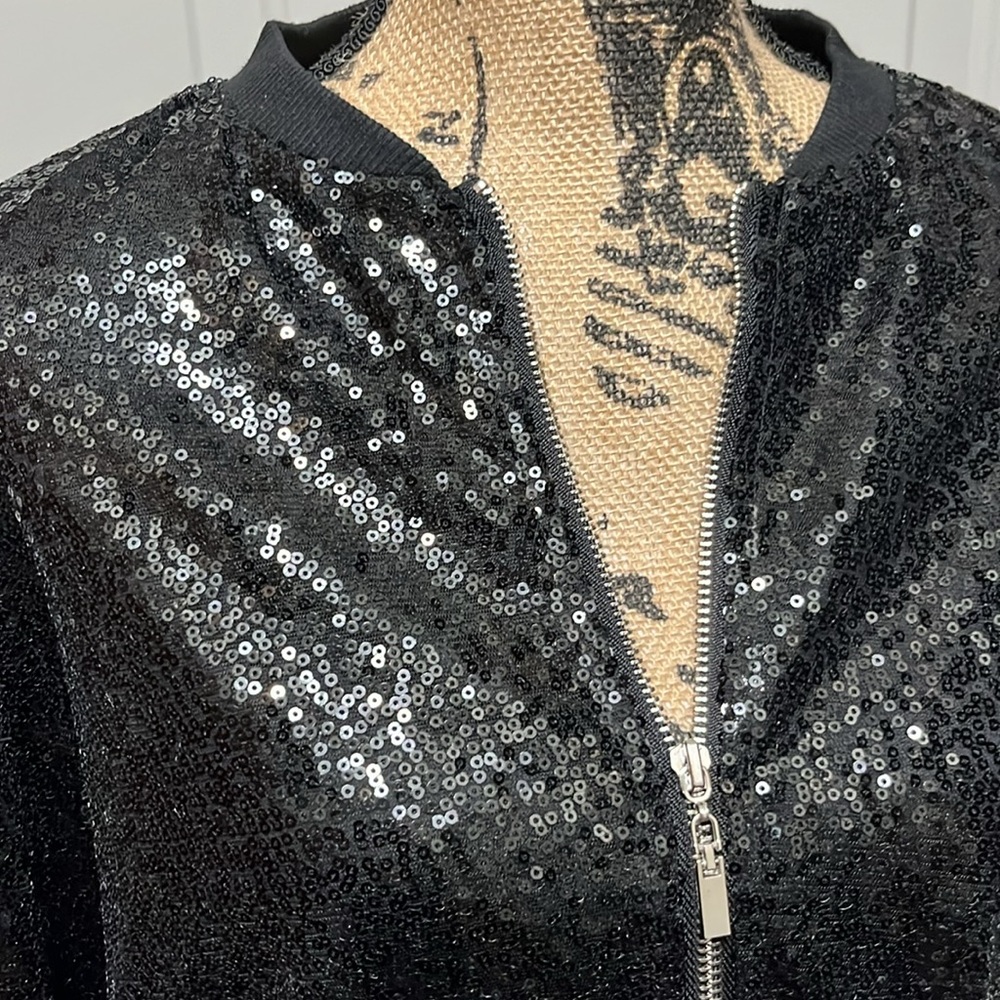 Sequin black baseball style jacket. Size medium